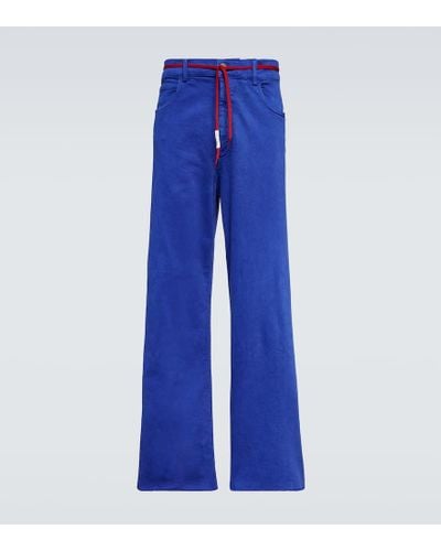 Marni Pantalones rectos en mezcla de algodon - Azul