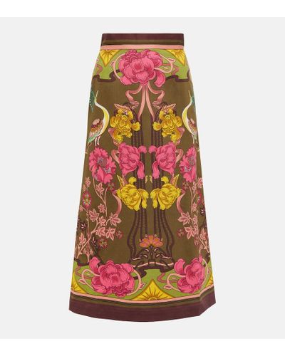 La DoubleJ Baia Printed Cotton-blend Midi Skirt - Multicolor