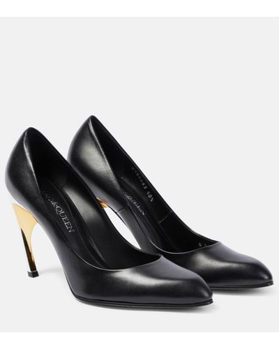 Alexander McQueen Armadillo Leather Court Shoes - Black
