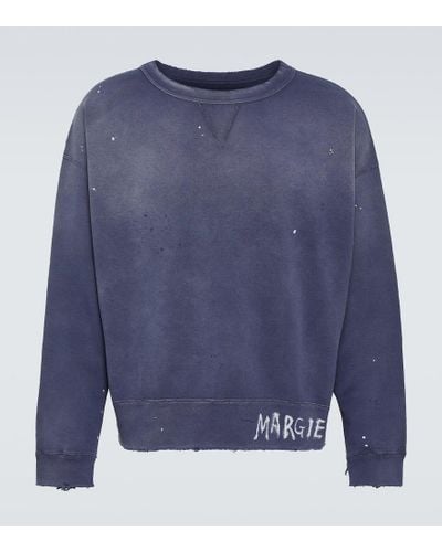 Maison Margiela Bedrucktes Sweatshirt aus Baumwoll-Jersey - Blau