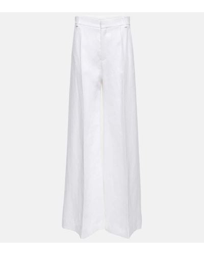 Chloé High-Rise-Hose aus Leinen und Baumwolle - Weiß