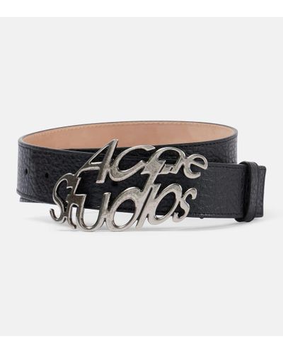 Acne Studios Cinturon de piel con logo - Negro