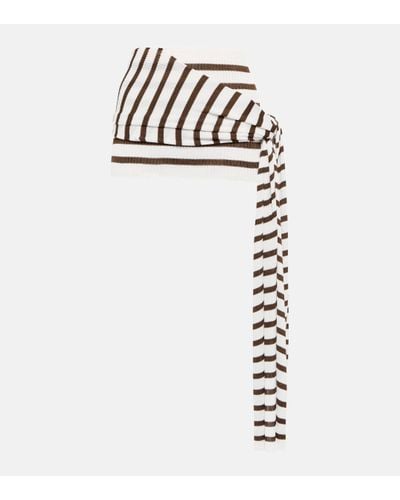 Jean Paul Gaultier Mini-jupe portefeuille rayee - Blanc