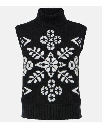 Max Mara Vivy Jacquard-knit Wool And Cashmere-blend Turtleneck Vest - Black