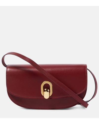 SAVETTE Tondo Crescent Leather Shoulder Bag - Red