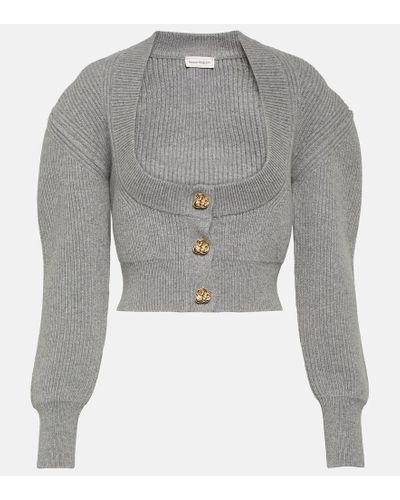 Alexander McQueen Cropped Wool And Cashmere Cardigan - Gray