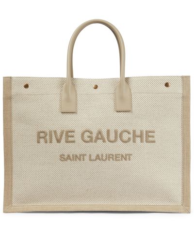 Saint Laurent Rive Gauche Large Canvas Tote in Beige (Natural) | Lyst