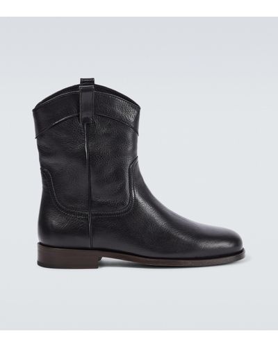 Lemaire Leather Cowboy Boots - Black