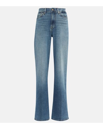 7 For All Mankind Lotta Luxe Vintage High-rise Wide-leg Jeans - Blue