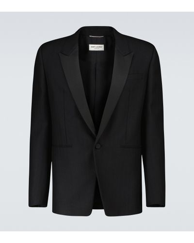 Saint Laurent Single-breasted Wool Tuxedo Jacket - Black