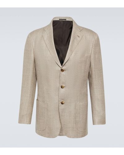 Kiton Cashmere, Wool, Silk And Linen Blazer - Natural