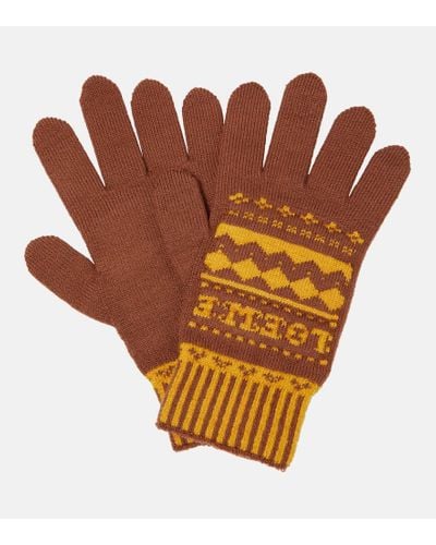 Loewe X Suna Fujita Wool-blend Gloves - Brown