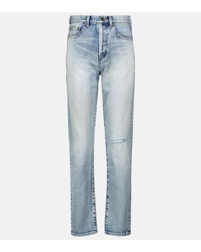 Saint Laurent Jeans slim de tiro alto - Azul