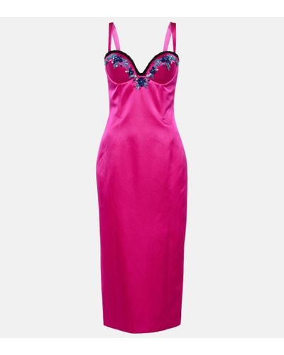 Miss Sohee Embellished Satin Midi Dress - Pink