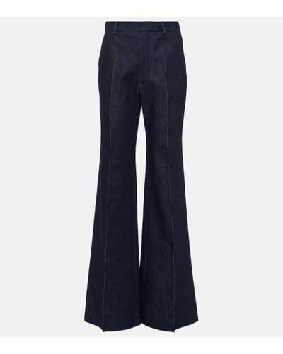 Loro Piana Jose Cotton And Silk Wide-leg Pants - Blue