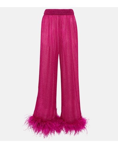 Oséree Lumiere Plumage Wide-leg Trousers - Pink