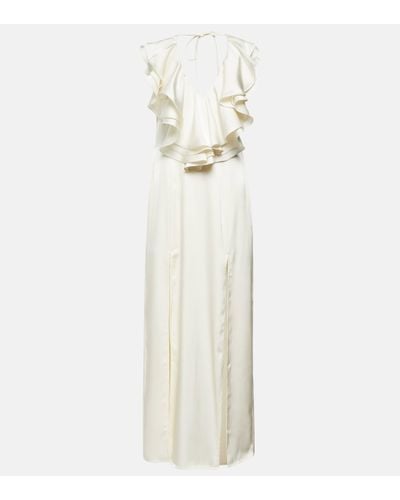 ROTATE BIRGER CHRISTENSEN Ruffled Satin Maxi Dress - White