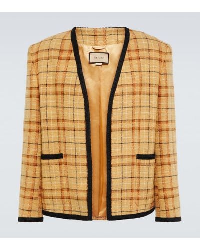 Gucci Linen And Cotton Checked Jacket - Metallic