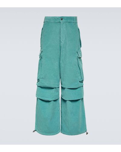 Alanui Velvet Corduroy Cargo Trousers - Green