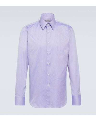 Canali Chemise en coton a carreaux - Violet