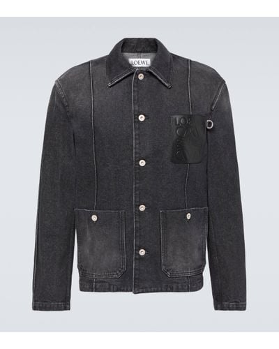 Loewe Anagram Logo-patch Regular-fit Denim Jacket - Black