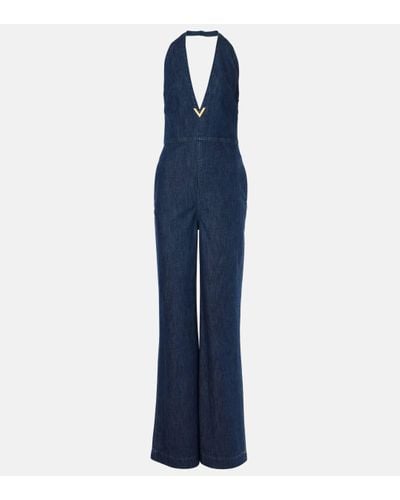 Valentino Vgold Denim Jumpsuit - Blue