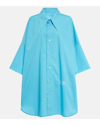 MM6 by Maison Martin Margiela Oversize-Hemd aus Baumwolle - Blau