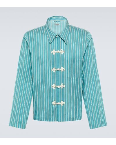 Bode Shore Stripe Cotton-blend Shirt - Blue