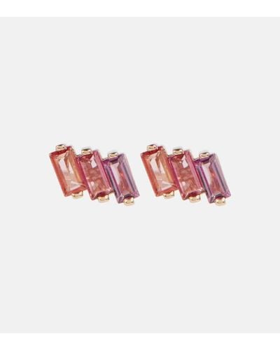 Suzanne Kalan 14kt Rose Gold Earrings With Gemstones - Pink