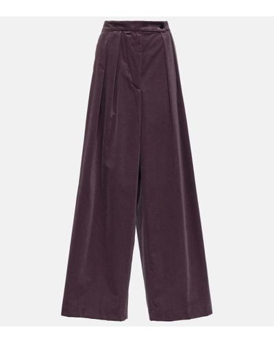 Dries Van Noten High-rise Velvet Wide-leg Pants - Purple
