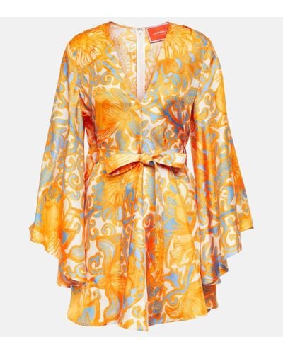 La DoubleJ Printed Silk Minidress - Orange