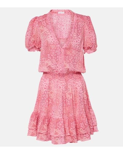 Poupette Bibi Printed Tiered Minidress - Pink