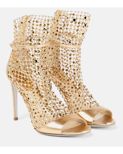 Rene Caovilla Galaxia Embellished Leather Sandals - Natural