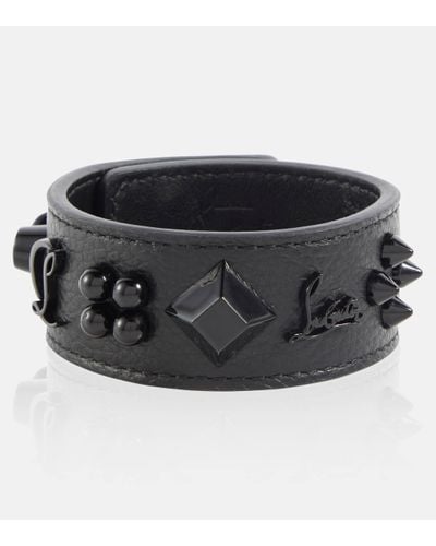 Christian Louboutin Paloma Embellished Leather Bracelet - Black