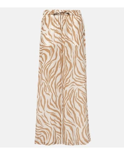 Max Mara Flavia Silk Crepe Wide-leg Trousers - Natural