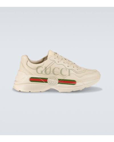 Gucci Rhyton Logo Leather Trainer - White