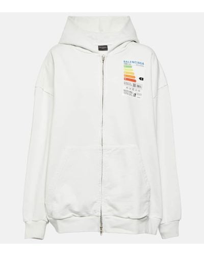 Balenciaga Kapuzenjacke aus Baumwoll-Fleece - Weiß