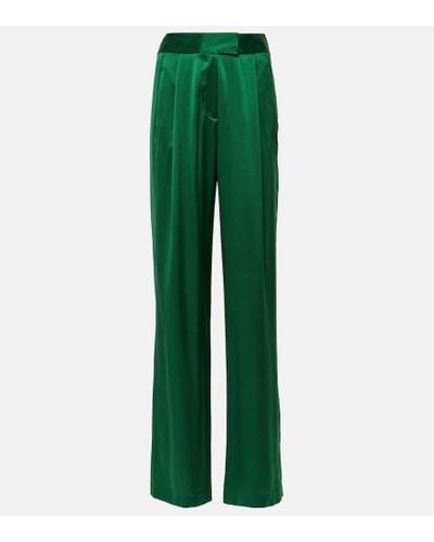 The Sei High-Rise Silk Satin Wide-Leg Pants - Green