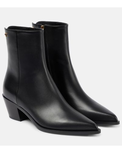 Gianvito Rossi Kinney Leather Ankle Boots - Black