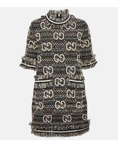 Gucci Kleid Aus GG Wolle Und Mohair - Schwarz
