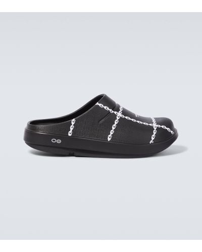 Undercover X Oofos Printed Mules - Black