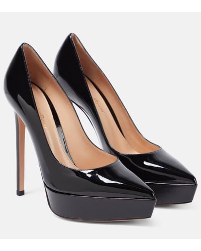 Gianvito Rossi Patent Leather Platform Court Shoes - Black