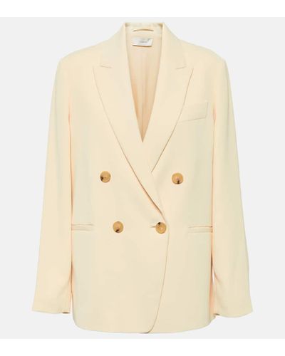 Vince Double-breasted Crepe Blazer - Natural