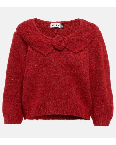 RIXO London Pullover Serenity in maglia metallizzata - Rosso