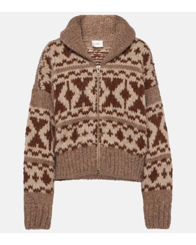 FRAME Fair-isle Alpaca-blend Zip-up Sweater - Brown
