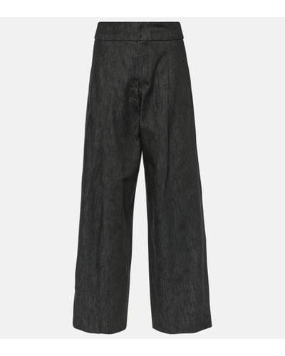 Max Mara Athos Chambray Wide-leg Trousers - Grey
