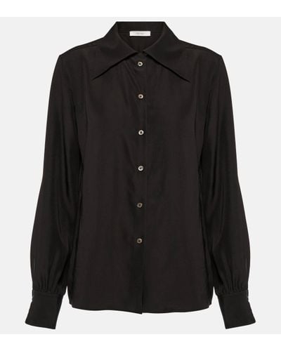 The Row Conan Silk Crepe De Chine Shirt - Black