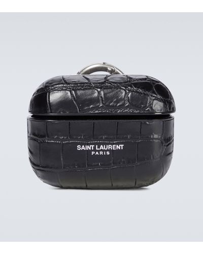 Saint Laurent Etui pour AirPods en cuir - Noir