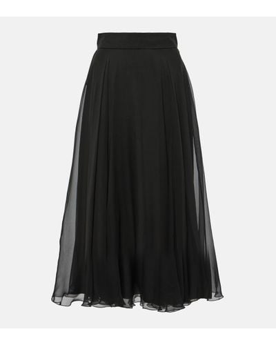 Dolce & Gabbana Chiffon Midi Skirt - Black
