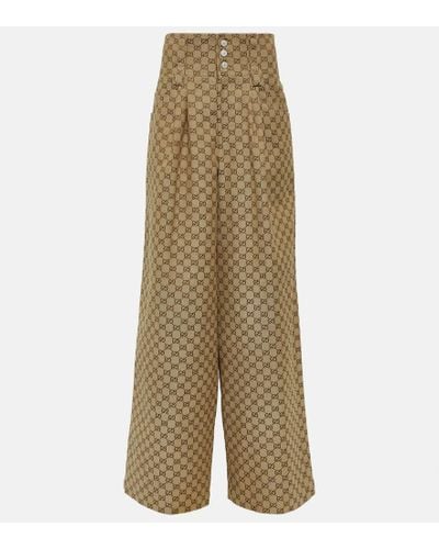 Gucci Pantaloni in tela di misto cotone gg - Neutro